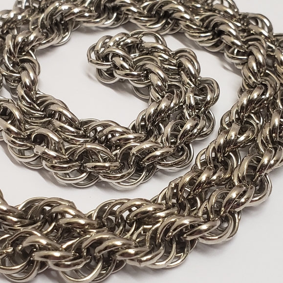 Vintage Silver Rope Twist Chain Link Necklace 18" Chain Necklace - Picture 5 of 12